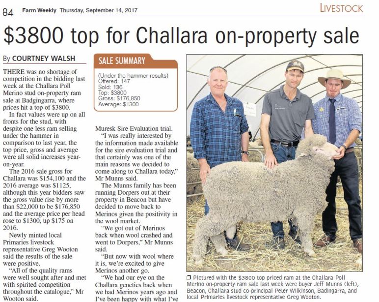 Farm Weekly Article on Challara